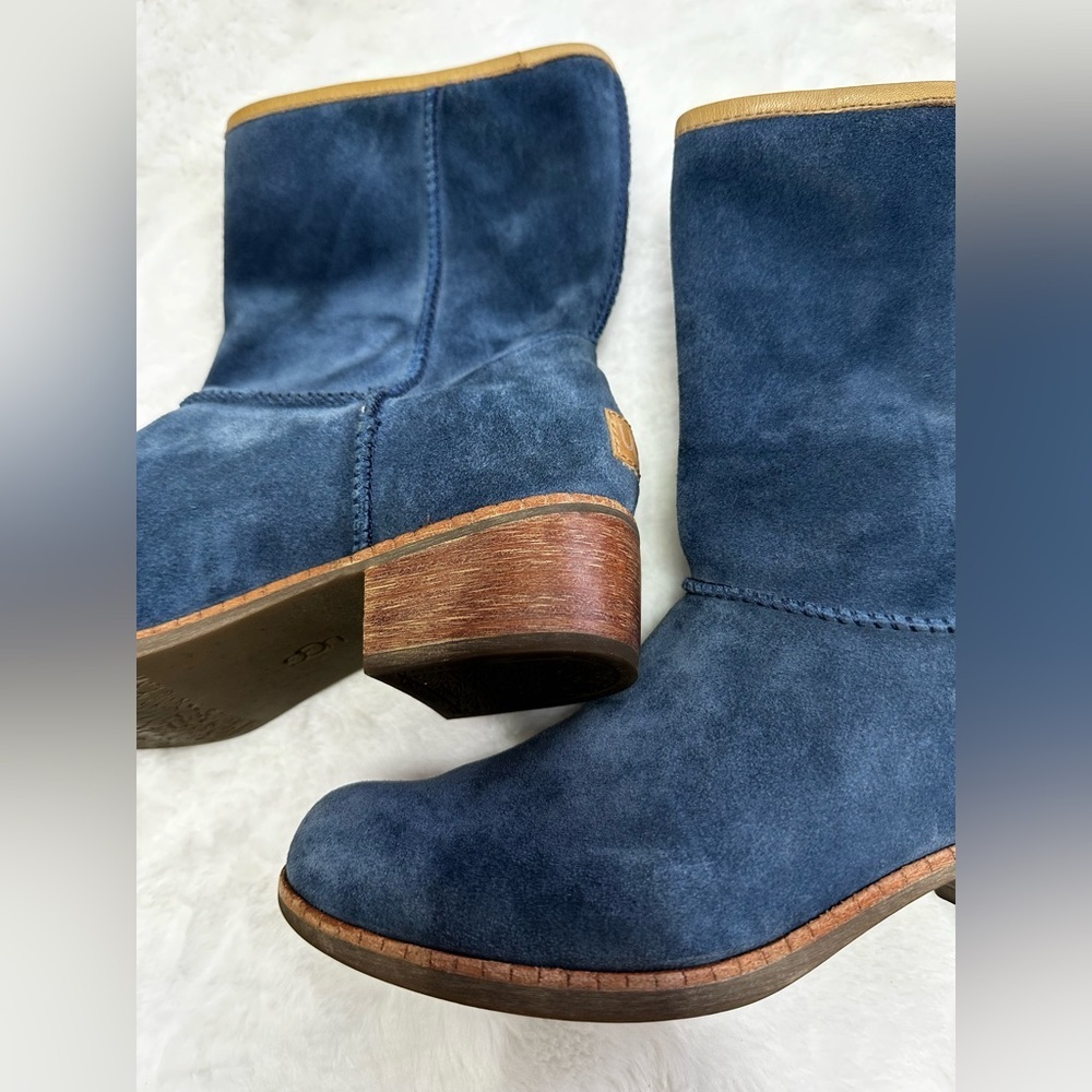 UGG Navy Suede Heeled Boots - Picture 4 of 15